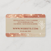 Luxe Beige Roos Gouden Glitter Sprankelende Sterre Visitekaartje (Achterkant)