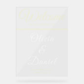 Luxe Beige Script Naam Welkom Acryl Bord (Voorkant)