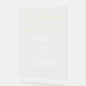 Luxe Beige Script Naam Welkom Acryl Bord (Hoek)