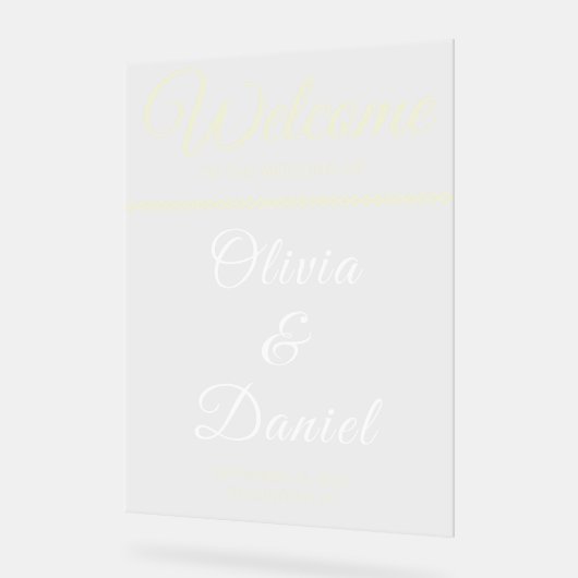 Luxe Beige Script Naam Welkom Acryl Bord (Hoek)