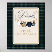 Luxe beren geruite baby shower drankbar poster (Voorkant)