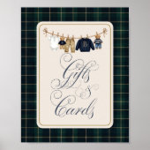 Luxe beren geruite babyshower cadeaukaart poster (Voorkant)