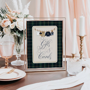 Luxe beren geruite babyshower cadeaukaart poster