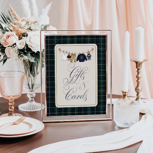 Luxe beren geruite babyshower cadeaukaart poster