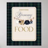 Luxe beren geruite babyshower foodbar poster (Voorkant)
