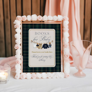Luxe beren geruite babyshowerboeken poster