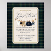 Luxe berenplaid babyshower gastenboek poster (Voorkant)