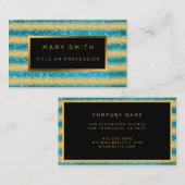 Luxe Best Popular Blue Gold Glitter Visitekaartje (Voorkant / Achterkant)