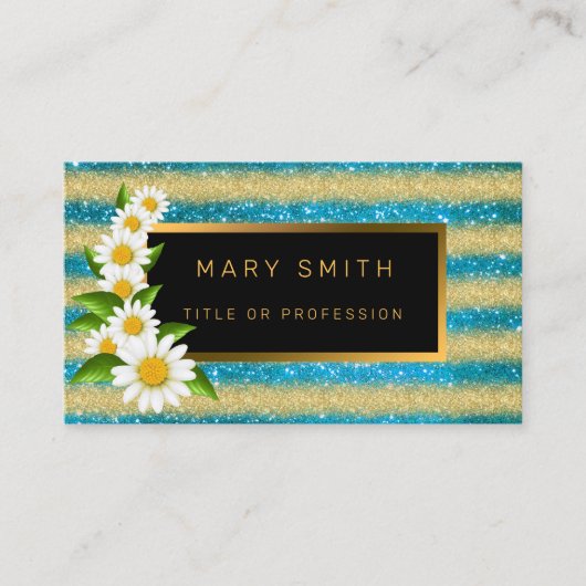 Luxe Best Popular Blue Gold Glitter Visitekaartje (Voorkant)