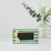 Luxe Best Popular Blue Gold Glitter Visitekaartje (Staand voorkant)