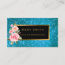 Luxe Best Popular Blue Gold Glitter Visitekaartje