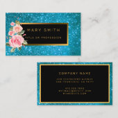 Luxe Best Popular Blue Gold Glitter Visitekaartje (Voorkant / Achterkant)