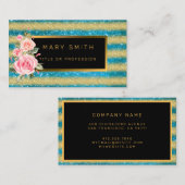 Luxe Best Popular Blue Gold Glitter Visitekaartje (Voorkant / Achterkant)