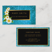 Luxe Best Popular Blue Gold Glitter Visitekaartje (Voorkant / Achterkant)