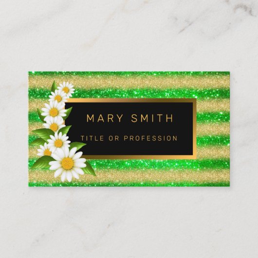 Luxe Best Popular Green Gold Glitter Visitekaartje (Voorkant)