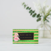 Luxe Best Popular Green Gold Glitter Visitekaartje (Staand voorkant)