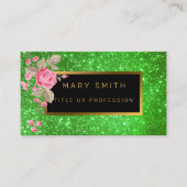 Luxe Best Popular Green Gold Glitter Visitekaartje (Voorkant)