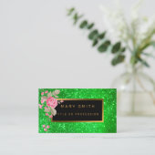 Luxe Best Popular Green Gold Glitter Visitekaartje (Staand voorkant)