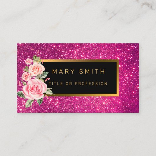 Luxe Best Popular Pink Gold Glitter Visitekaartje (Voorkant)