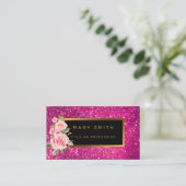 Luxe Best Popular Pink Gold Glitter Visitekaartje (Staand voorkant)
