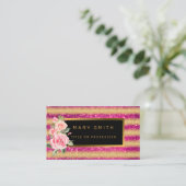 Luxe Best Popular Pink Gold Glitter Visitekaartje (Staand voorkant)