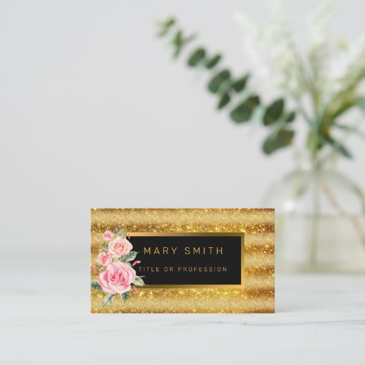Luxe beste populaire goudglitter visitekaartje (Staand voorkant)