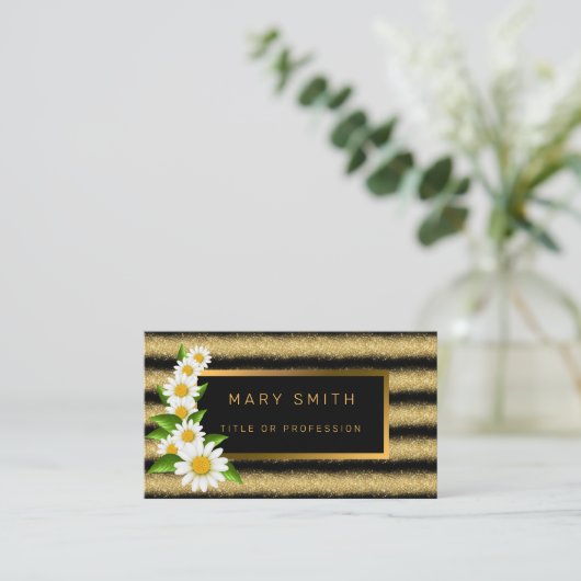 Luxe beste zwarte goudglitter visitekaartje (Staand voorkant)