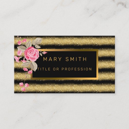 Luxe beste zwarte goudglitter visitekaartje (Voorkant)