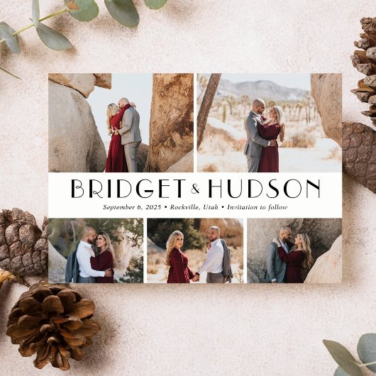 Luxe bewerkbare collage Kleur Save The Date kaart