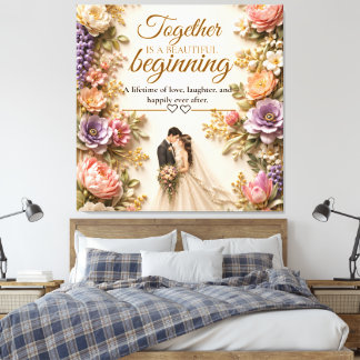 Luxe bewerkbare kaart voor trouwuitnodiging canvas afdruk