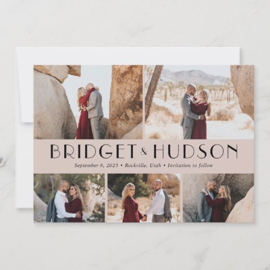 Luxe bewerkbare kleur voor Collage Opslaan Datum K Bedankkaart (Voorkant)