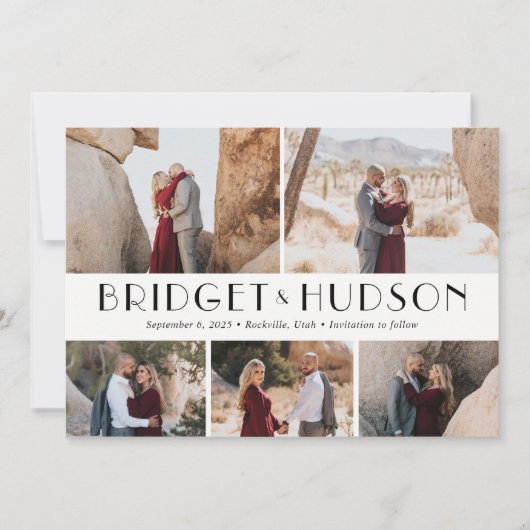 Luxe bewerkbare kleur voor Collage Opslaan Datum K Kaart (Voorkant)