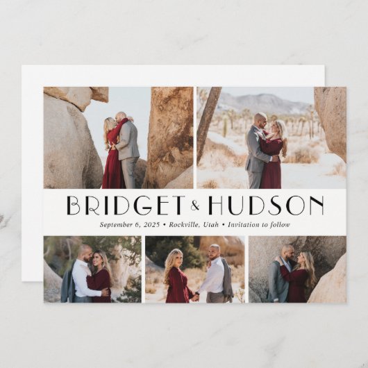 Luxe bewerkbare kleur voor Collage Opslaan Datum K Kaart (Voorkant / Achterkant)