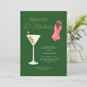 Luxe Bikinis & Martini vrijgezellenweekendfeest Kaart (Staand voorkant)