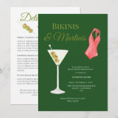 Luxe Bikinis & Martini vrijgezellenweekendfeest Kaart (Voorkant / Achterkant)