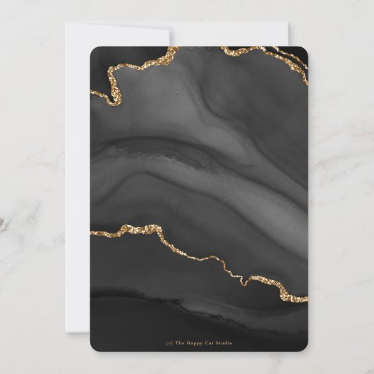 Luxe Black Agate Marble Gold Glitter 40th Birthday Kaart (Achterkant)
