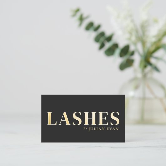 Luxe Black and Gold Lash Technician Business Card Visitekaartje (Staand voorkant)