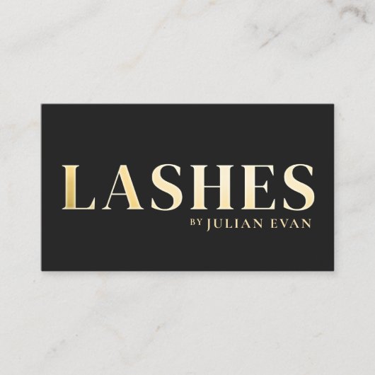 Luxe Black and Gold Lash Technician Business Card Visitekaartje (Voorkant)