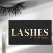 Luxe Black and Gold Lash Technician Business Card Visitekaartje