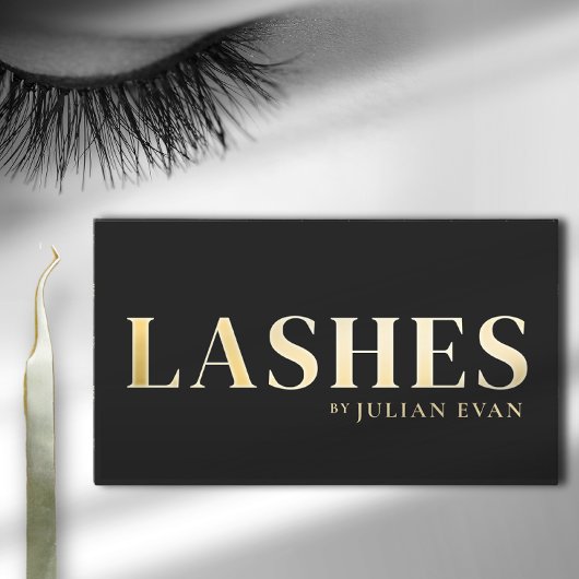 Luxe Black and Gold Lash Technician Business Card Visitekaartje