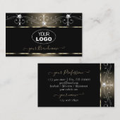 Luxe Black Beige Squiggles Sparkle Jewels Voeg Log Visitekaartje (Voorkant / Achterkant)