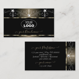 Luxe Black Beige Squiggles Sparkle Jewels Voeg Log Visitekaartje
