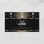 Luxe Black Beige Squiggles Sparkle Jewels Voeg Log Visitekaartje (Voorkant)