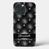 Luxe Black Bling Sparkle Diamond Aangepaste naam Case-Mate iPhone Case (Achterkant)