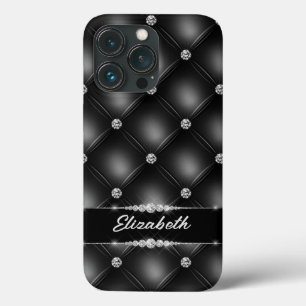 Luxe Black Bling Sparkle Diamond Aangepaste naam Case-Mate iPhone Case