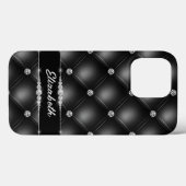 Luxe Black Bling Sparkle Diamond Aangepaste naam Case-Mate iPhone Case (Achterkant (horizontaal))