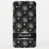 Luxe Black Bling Sparkle Diamond Aangepaste naam Case-Mate iPhone Case (Achterkant)