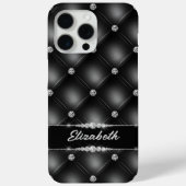 Luxe Black Bling Sparkle Diamond Aangepaste naam Case-Mate iPhone Case (Achterkant)
