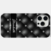 Luxe Black Bling Sparkle Diamond Aangepaste naam Case-Mate iPhone Case (Achterkant (horizontaal))