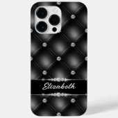 Luxe Black Bling Sparkle Diamond Aangepaste naam Case-Mate iPhone Case (Achterkant)